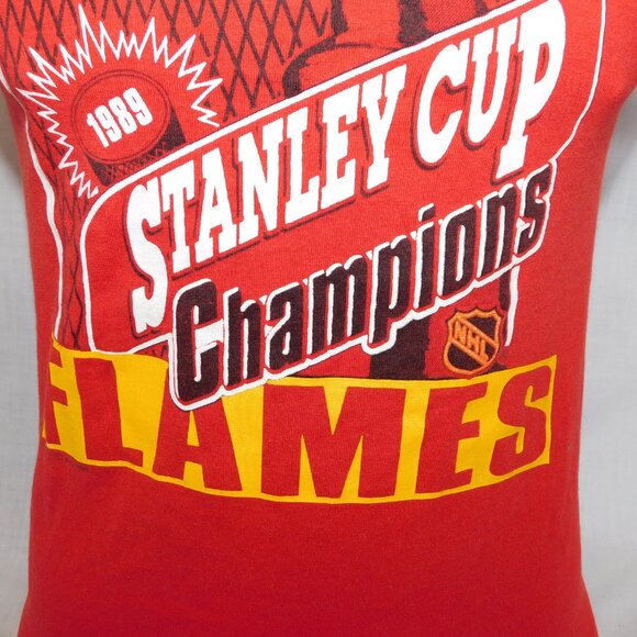 VTG 1989 NHL Stanley Cup Champions Calgary Flames Mens M T Shirt Screen Stars - Picture 4 of 8